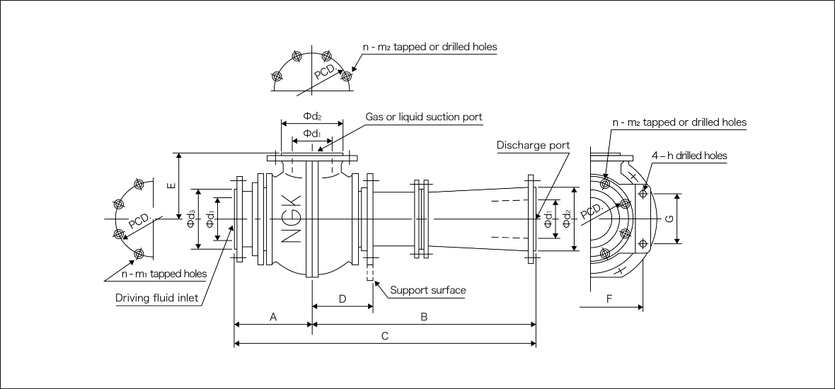 Main dimensions of water ejector