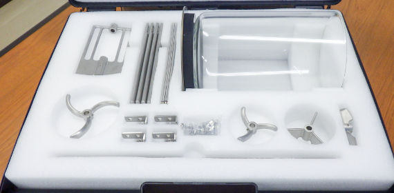 Packaged view of agitation blade test apparatus